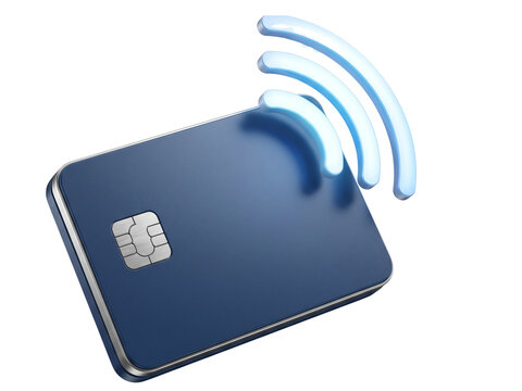 Blue SIM card reader with wireless signal waves. Wireless modem hotspot device. Internet connectivity and data. Signal transmission technology concept. Modern mobile phone accessory design.