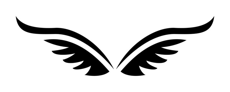 Wavy eagle wings black silhouette vector illustration for classic car decal.