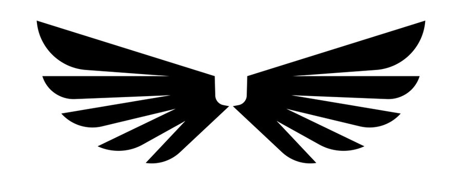 Classic spread out wings vector logo graphic element for vintage badging.
