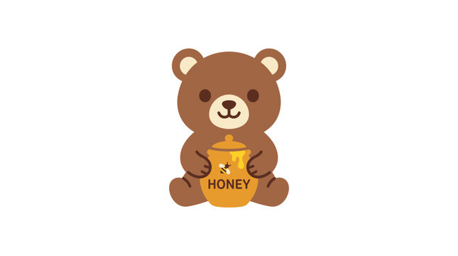 Cute Teddy Bear Holding Honey Pot Isolated Transparent Background