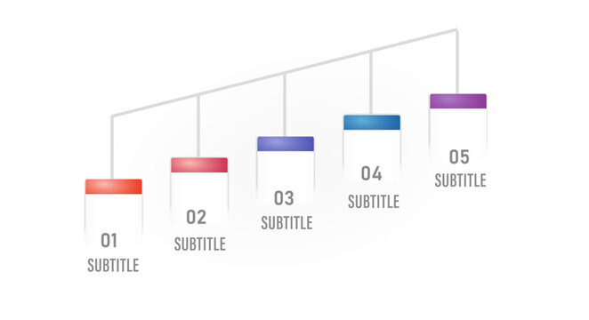Modern 5 options diagonal growth process diagram infographic template for presentation vector design