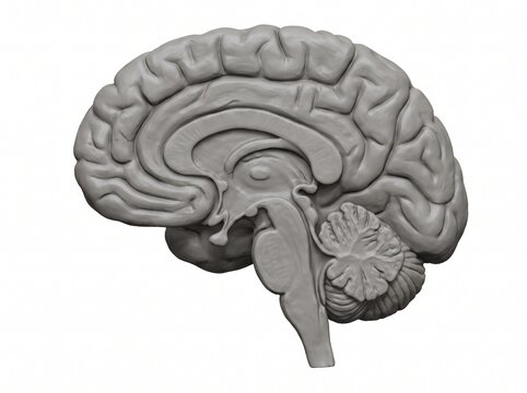 Anatomical human brain cross section showing cerebellum and brainstem