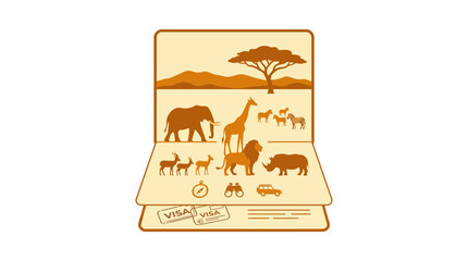 Fototapeta premium Safari Passport with Wildlife and Landscape