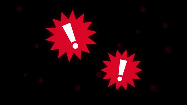 Animated Red Exclamation Marks on Black Background - Warning, Danger, Alert Icons