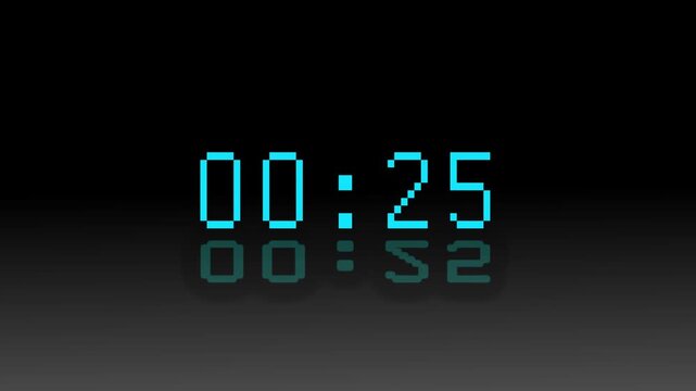 Countdown Digital Clock Animation 30 to 0 second Countdown digital clock timer icon.Animation of glowing 30 to 0 second countdown timer. minute stopwatch , analog clock icon animation. 4k video