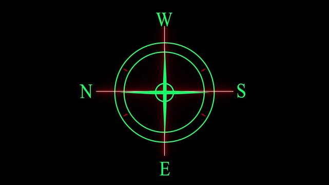 Compass icon animated.Compass line icon on the Alpha Channel.Directional compass icon illustration..