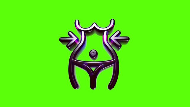Shiny 3d icon of a female waist with arrows showing weight loss concept on a bright green background