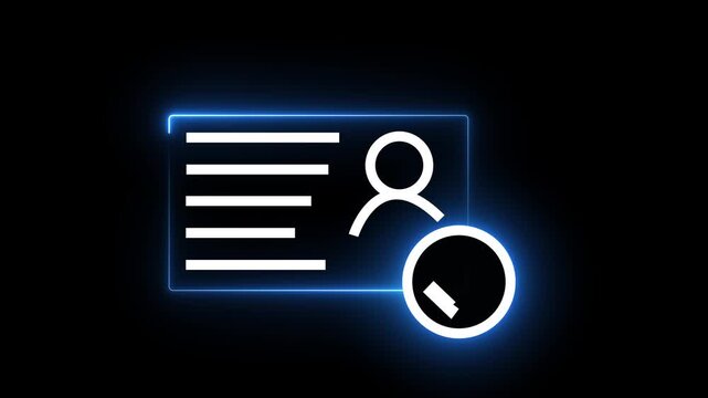 Id card animation. Profile verify icon motion graphics. Animated personal information icon. NID card verify. Driver's license verified 4k video.