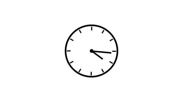 Time lapse of spinning clock animation in 12 Hour. Seamless motion animated footage. White colored watch with hands move quickly. Time concept. Alpha channel .