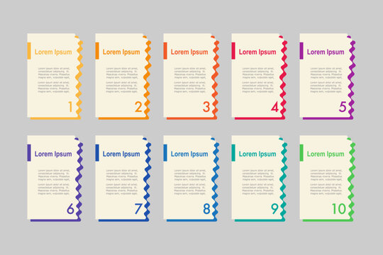 infographic elements template, business concept with 10 steps, rectangle shapes design with multi color label for workflow layout, diagram, annual report, vector