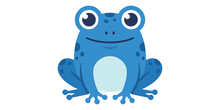 Cute blue frog character design featuring bright colors isolated on transparent background for kids graphic projects.