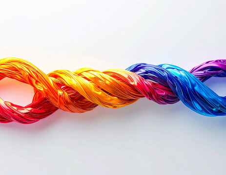 Twisted multicolor rope representing unity and collaboration