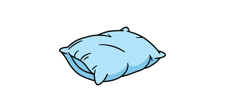 Soft blue bed pillow cartoon illustration for sleep and bedroom comfort design.