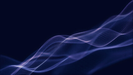 Purple dotted particle wave flows across a dark digital background, creating a futuristic abstract motion backdrop for AI, data, technology and VJ visuals. © Aksver
