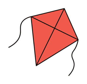A simple red kite illustration with black outlines on a white background.
