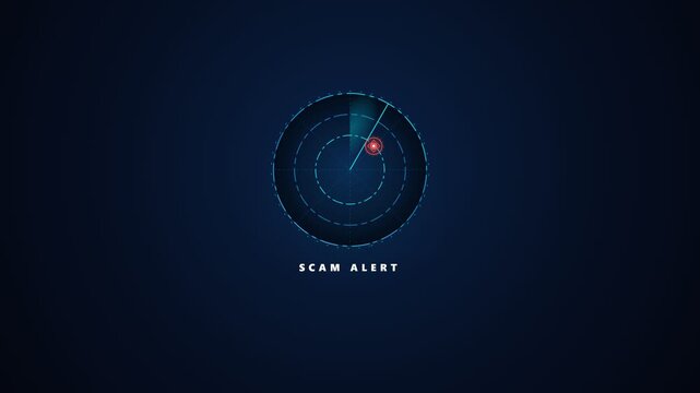 Digital radar scanning interface to detect fraud alert. 4K Video