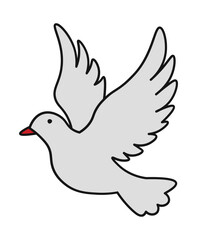 Fototapeta premium A simple vector illustration of a white dove flying with wings spread.