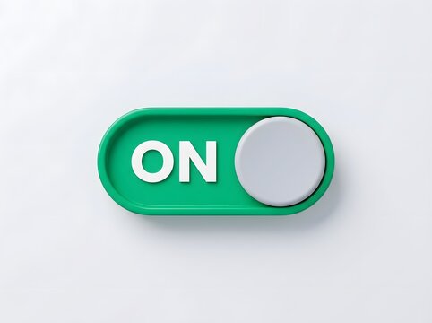 Green toggle switch in the on position against a clean white background