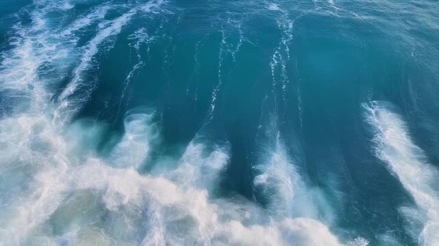 Ocean wave cresting and crashing with dynamic water motion during daylight
