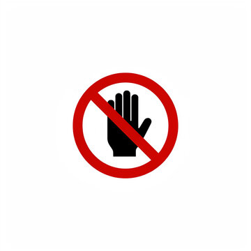 Prohibited hand touching symbol with red circle