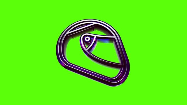 Shiny metal motorcycle helmet icon with a modern chrome finish and dark reflections for racing design