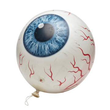 Inflatable eyeball balloon with blue iris and red veins