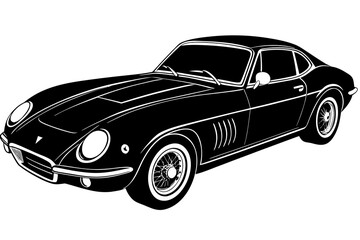 Naklejka premium A sleek black vintage sports car illustration with a minimalist design