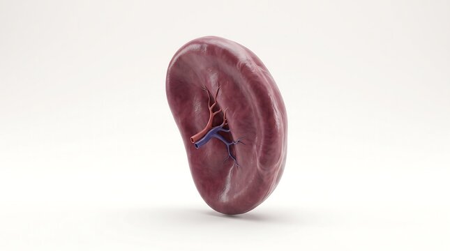 Human spleen anatomy 3D medical render showing detailed biological structure for clinical education and healthcare diagnostics
