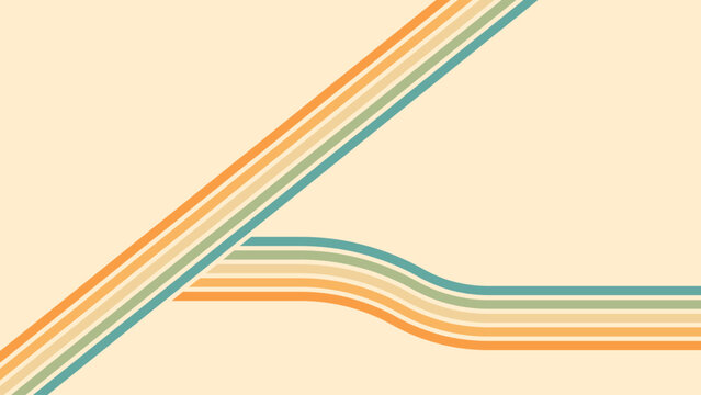 Abstract background of rainbow groovy Wavy Line design in 1970s Hippie Retro style. Vector pattern ready to use for cloth, textile, wrap and other.