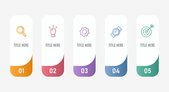 Modern 5 options rounded column process diagram infographic template for business presentation vector design