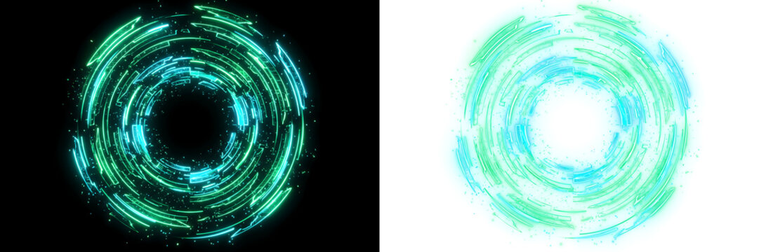 Abstract magical glowing vortex and teal aura spell circle overlay element