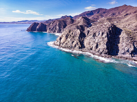 Sea coast landscape in Murcia Spain. Aerial view