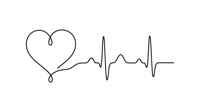 Heart shape combined with an electrocardiogram heartbeat pulse line drawing heartbeat isolated hospital