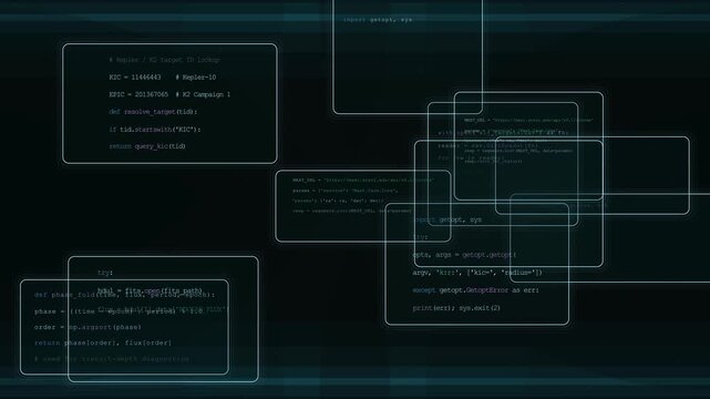 Interconnected Software Code Windows Linked Through Digital Network, Abstract Program Development and DevOps Workflow