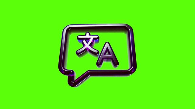 Shiny 3d translate icon with speech bubble symbol for language interpretation and communication apps