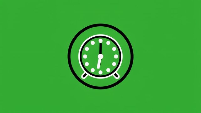 Vintage alarm clock icons moving in rhythmic pattern against green and black background