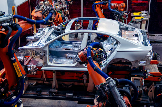 Robotic Welding Line for Car Body in Modern Automotive Smart Factory