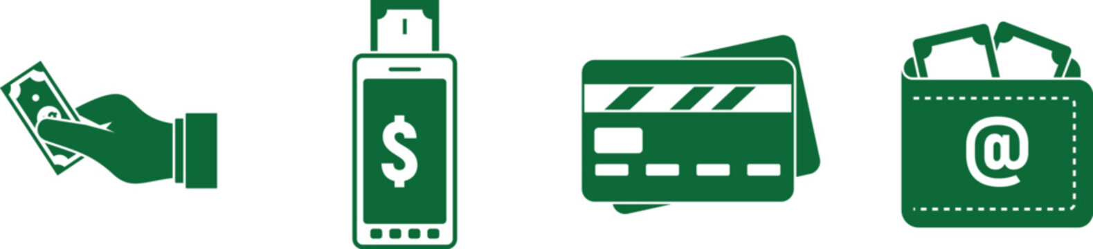 Green payment methods icons set