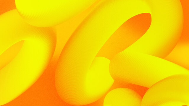 Abstract futuristic 3D fluid brush paint background with warm yellow citrus tones vibrant orange gradient and premium textured grainy holographic organic curves.