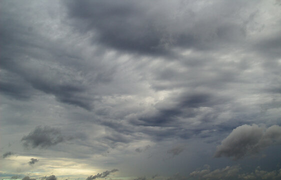 Dramatic Stormy Sky Background with Heavy Grey Overcast Clouds