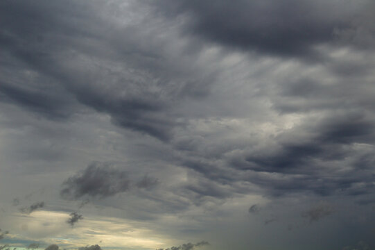 Dramatic Stormy Sky Background with Heavy Grey Overcast Clouds