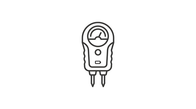 A monoline icon of a moisture meter with two probes and a circular gauge display