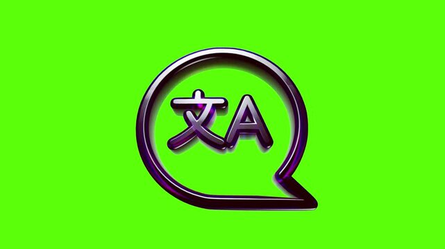 Language translation icon with a speech bubble symbol featuring chinese character and letter a sign
