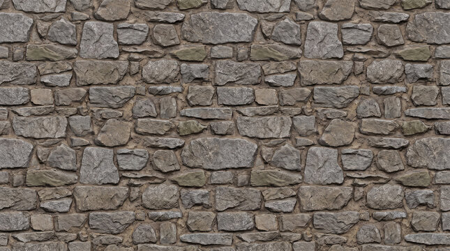 Rustic Irregular Fieldstone Wall Texture in Natural Gray and Brown
