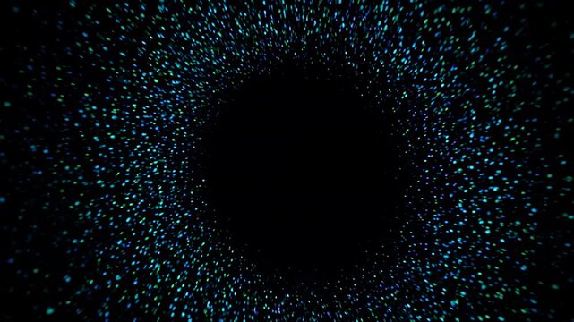 Cosmic nebula forming a black hole with glowing particles in deep space