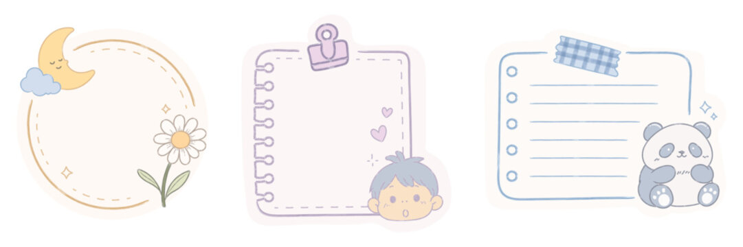 Cute Memo Note Elements Set