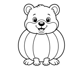 Fototapeta premium Cute Bear Pumpkin Shaped Halloween Coloring Page for Kids