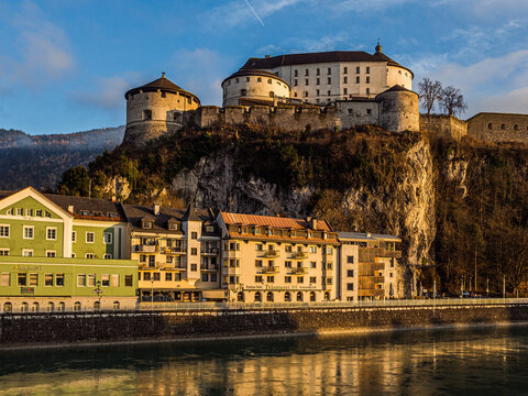 December 3, 2025 &ndash; Kufstein, Austria: Historic Kufstein Fortress Rising Above the Inn River and Riverside Town