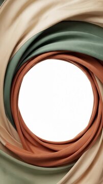 Abstract Motion of Multicolored Silk Fabric Swirling in a Circular Frame