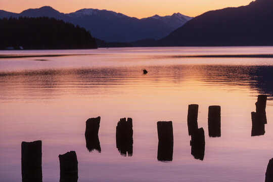 Lake on sunset